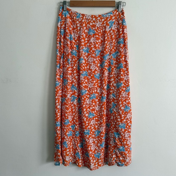 Maeve by Anthropologie Floral Midi Skirt – Orange Blue White Print – Size 0 - Picture 4 of 5